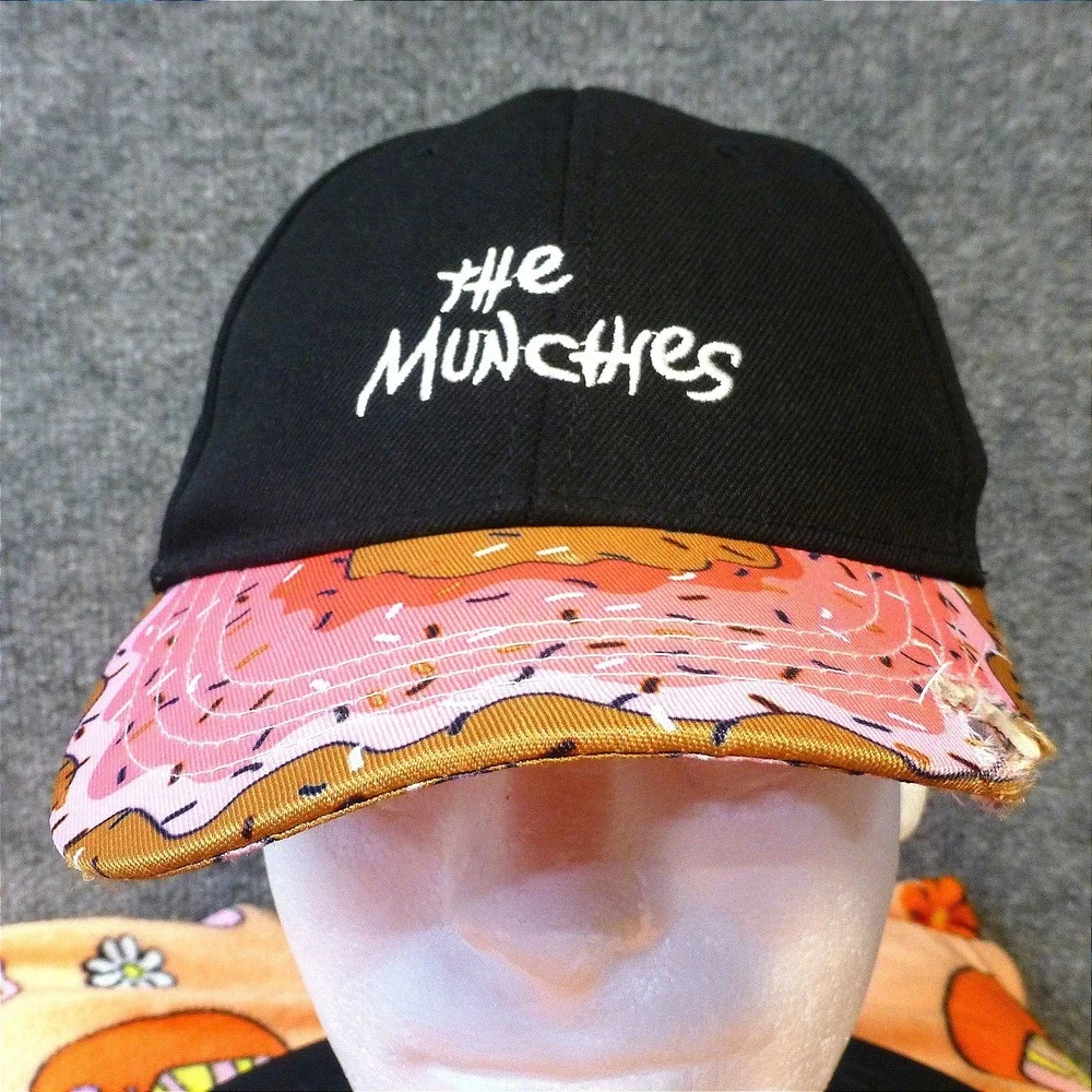 Cayler & Sons The Munchies Black Baseball Cap Donut Bite Brim Adjustable Hat